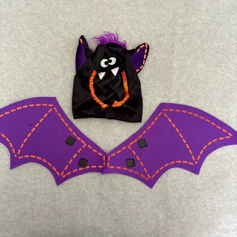 Baby Bat Halloween Costume Infant XS 0–6 Months Black Purple Jumpsuit Hood